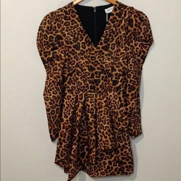Lovers + Friends Eloise Mini Dress in Jaguar Size Small NWT Lined Deep V-neck - Picture 2 of 6